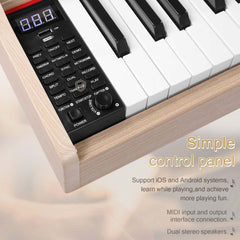 No logo 88 Key Standard Full Weighted Keyboards Digital Piano with Metal Stand, Power Adapter, Triple Pedals, Headphone，for All Experience Levels Natural Technology Wood Color