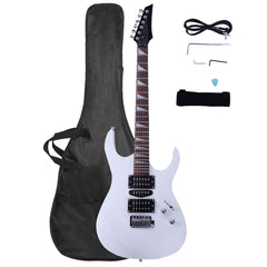 No logo Novice Entry Level 170 Electric Guitar HSH Pickup   Bag   Strap   Paddle   Rocker   Cable   Wrench Tool White