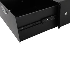 19" 4U Steel Plate DJ Drawer Equipment Cabinet with Keys Black