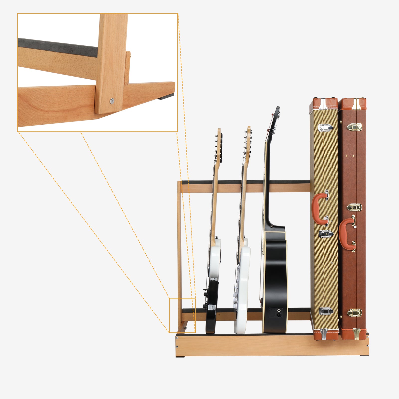 Szzzp Folding Hardwood Guitar Case Stand for Electric Guitar, Bass, or Acoustic Guitars Hard Case