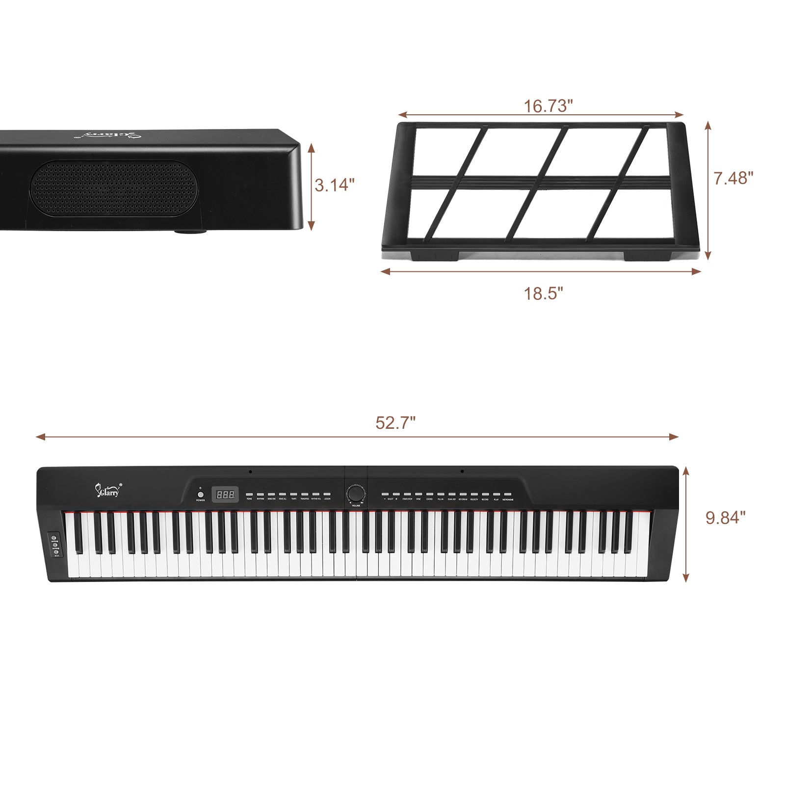 Szzzp GPP-105 88 Key Full Size Semi-Weighted Standard Keyboards Digital Piano with Dual-tube X-Shape Stand, MIDI Bluetooth, Headphone