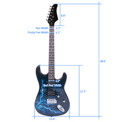 Szzzp Lightning Style Electric Guitar with Power Cord/Strap/Bag/Plectrums - Blue