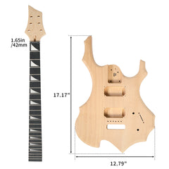 Szzzp DIY 6 String Flame Shaped Style Electric Guitar Kits with Mahogany Body, Maple Neck
