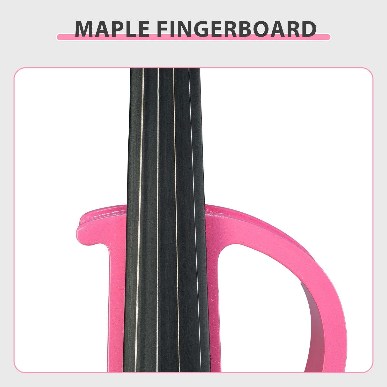 Szzzp Full Size 4/4 Bunnel Edge Electric Silent Violin with Case Bow Rosin Headphone Connecting Line Pink