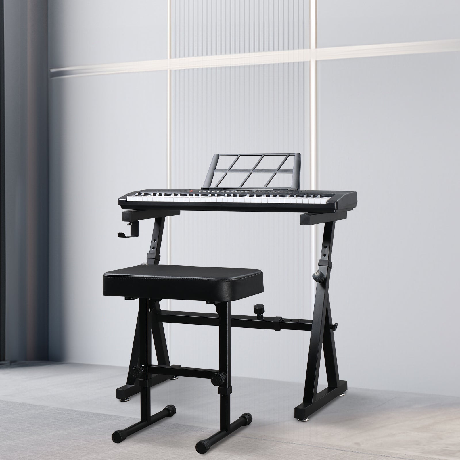 Szzzp Portable Heavy Duty Piano Z Style Stand Adjustable Height and Width, and Bench Set for 54-88 Key Electric Pianos
