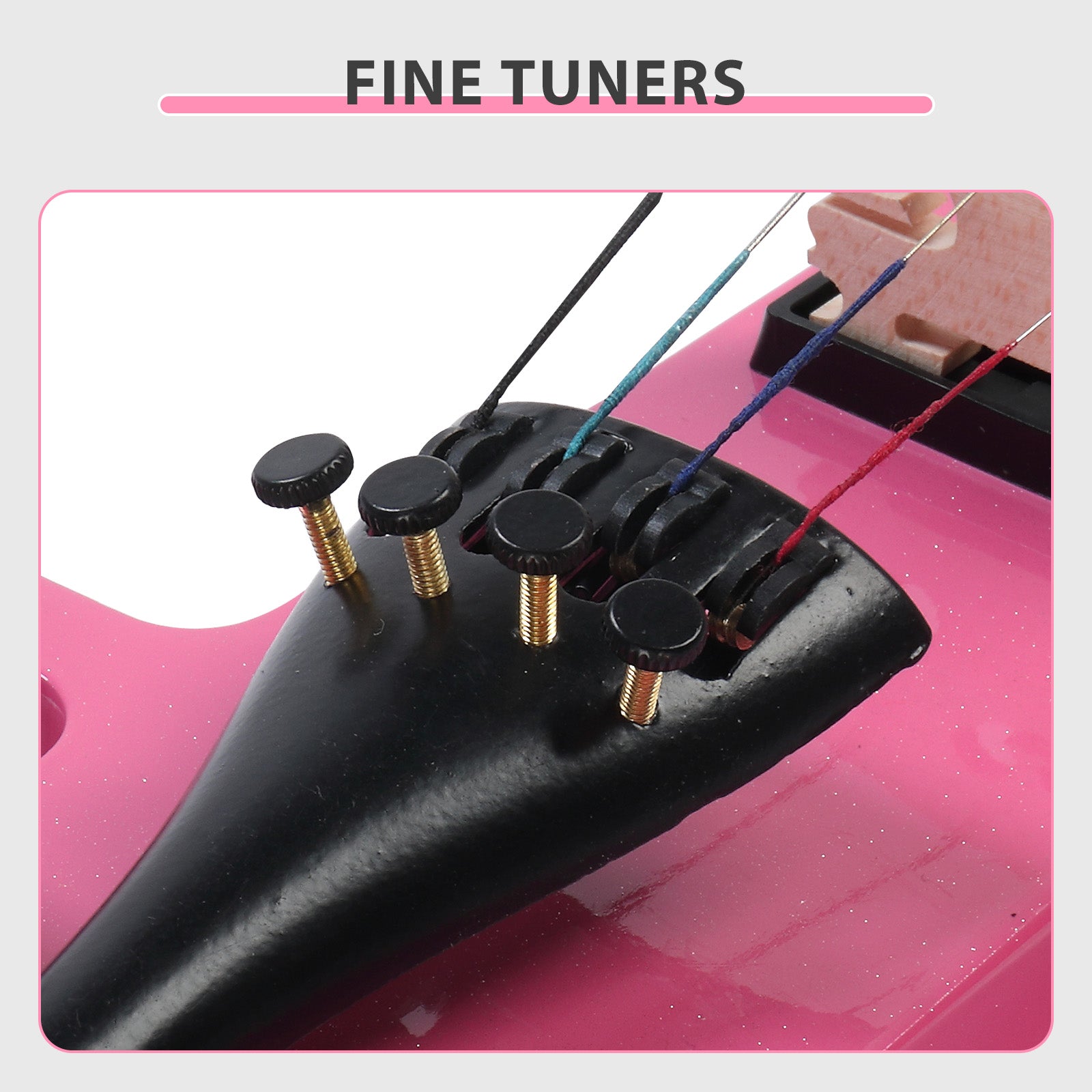 Szzzp Full Size 4/4 Bunnel Edge Electric Silent Violin with Case Bow Rosin Headphone Connecting Line Pink