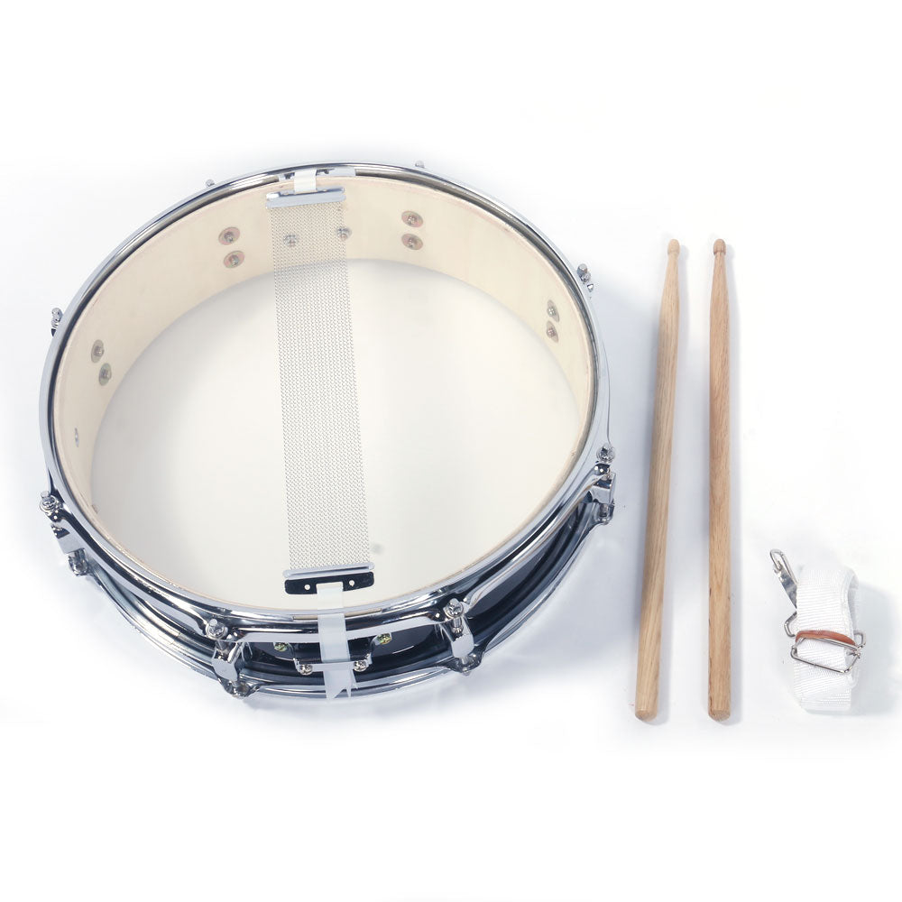 Szzzp 13x3.5 Inch Professional Snare Drum Drumsticks Drum Key Strap Set Black