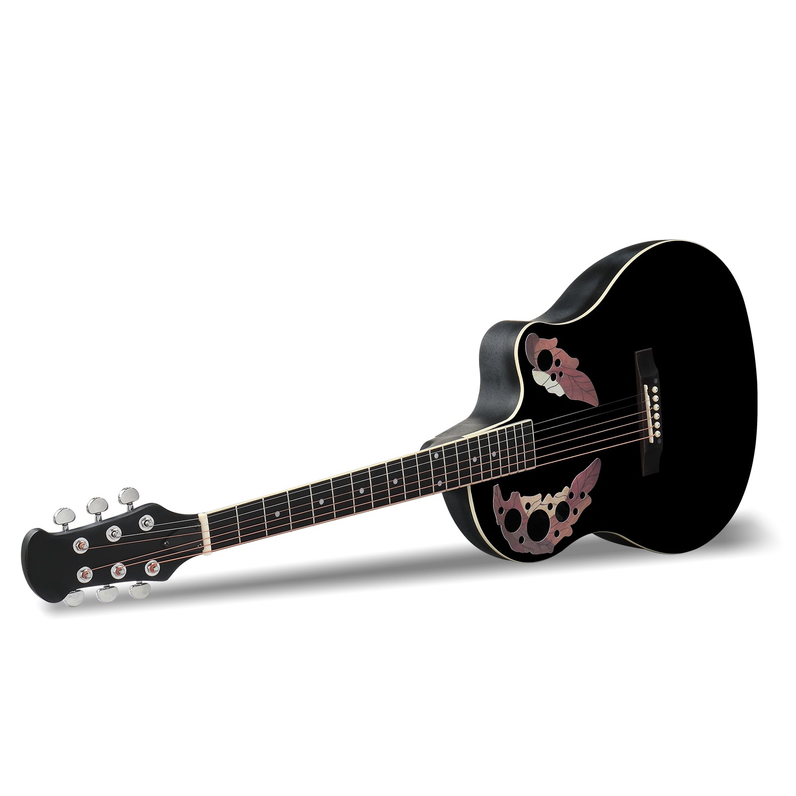 Szzzp 41 inch Cutawary Round Back Acoustic Guitar Spruce Top Grape Hole - Black