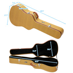 Szzzp 41" Folk Guitar Hardshell Carrying Case Fits Most Acoustic Guitars Microgroove Flat - Yellow