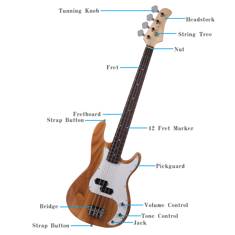 Szzzp Exquisite Burning Fire Style Electric Bass Guitar - Burly Wood