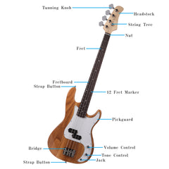 Szzzp Exquisite Burning Fire Style Electric Bass Guitar - Burly Wood