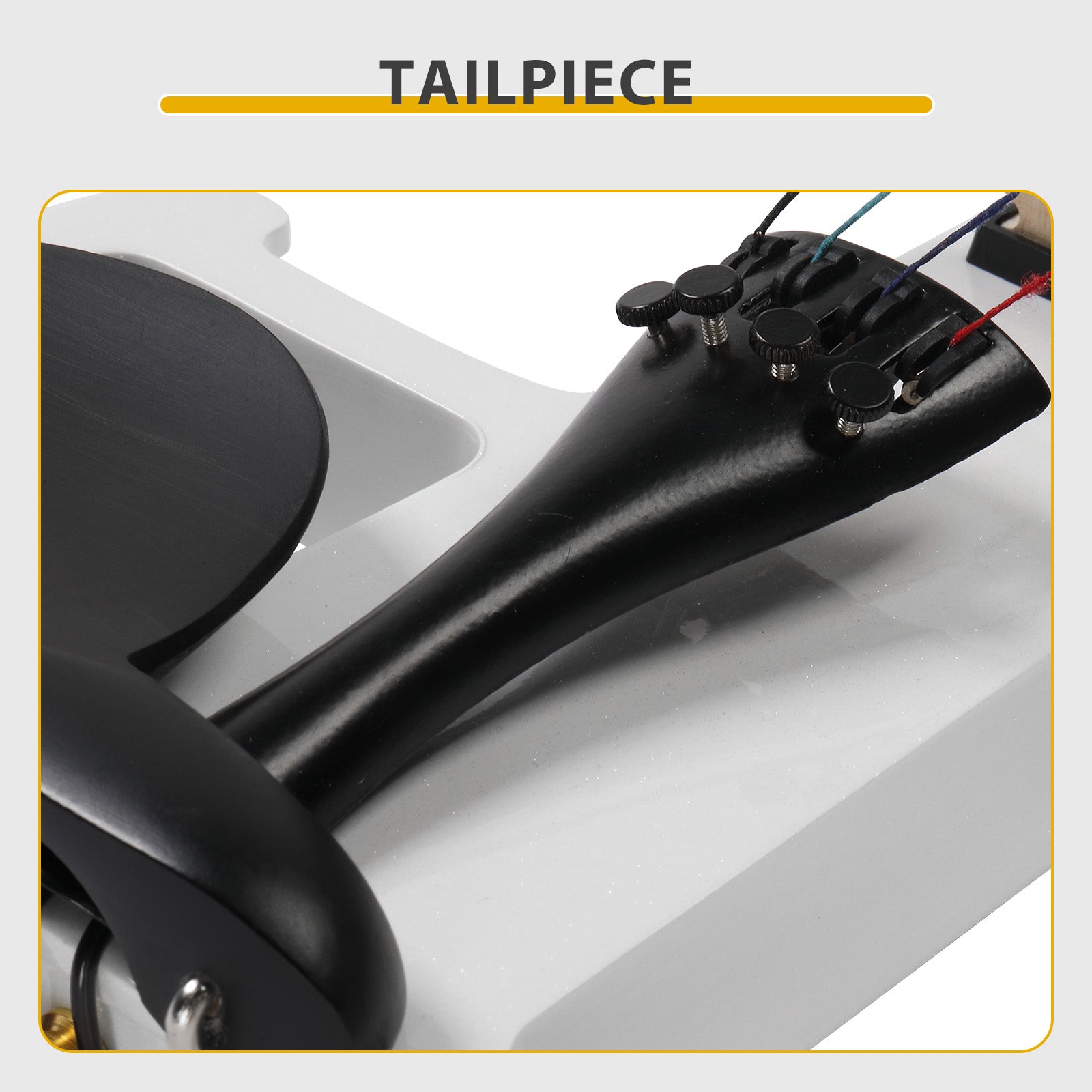 Szzzp Full Size 4/4 Bunnel Edge Electric Silent Violin with Case Bow Rosin Headphone Connecting Line - White