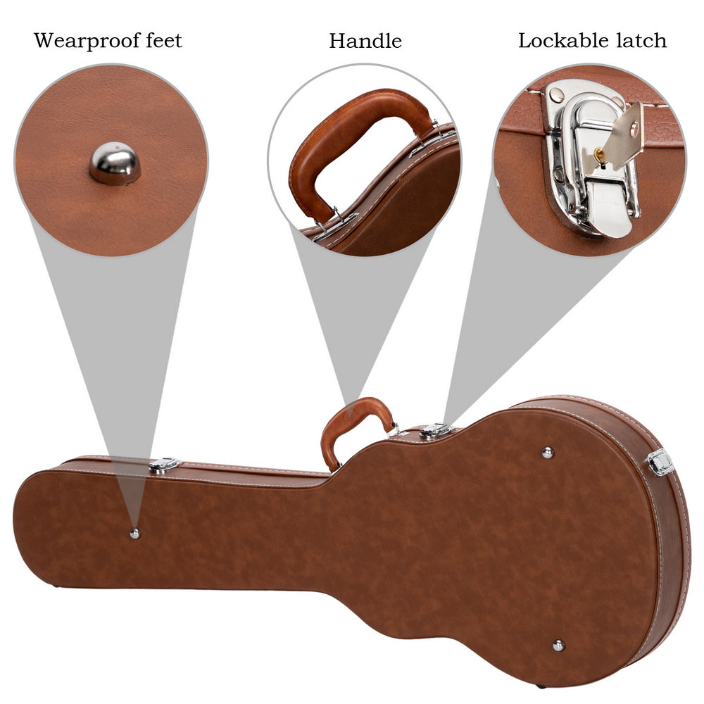 Szzzp Hard-Shell Electric Guitar Case for GLP Style Electric Guitar Bulge Surface - Brown