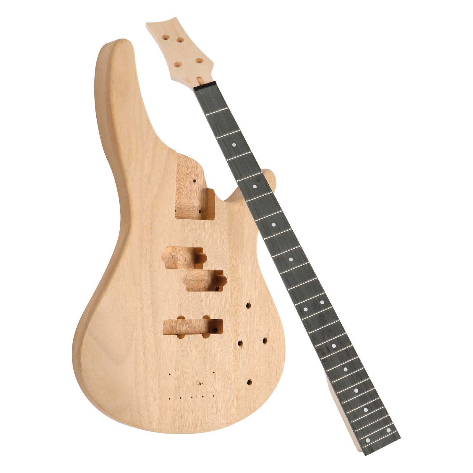 Szzzp DIY 4 String IB Style Electric Bass Guitar Kits with Mahogany Body, Maple Neck and Accessories