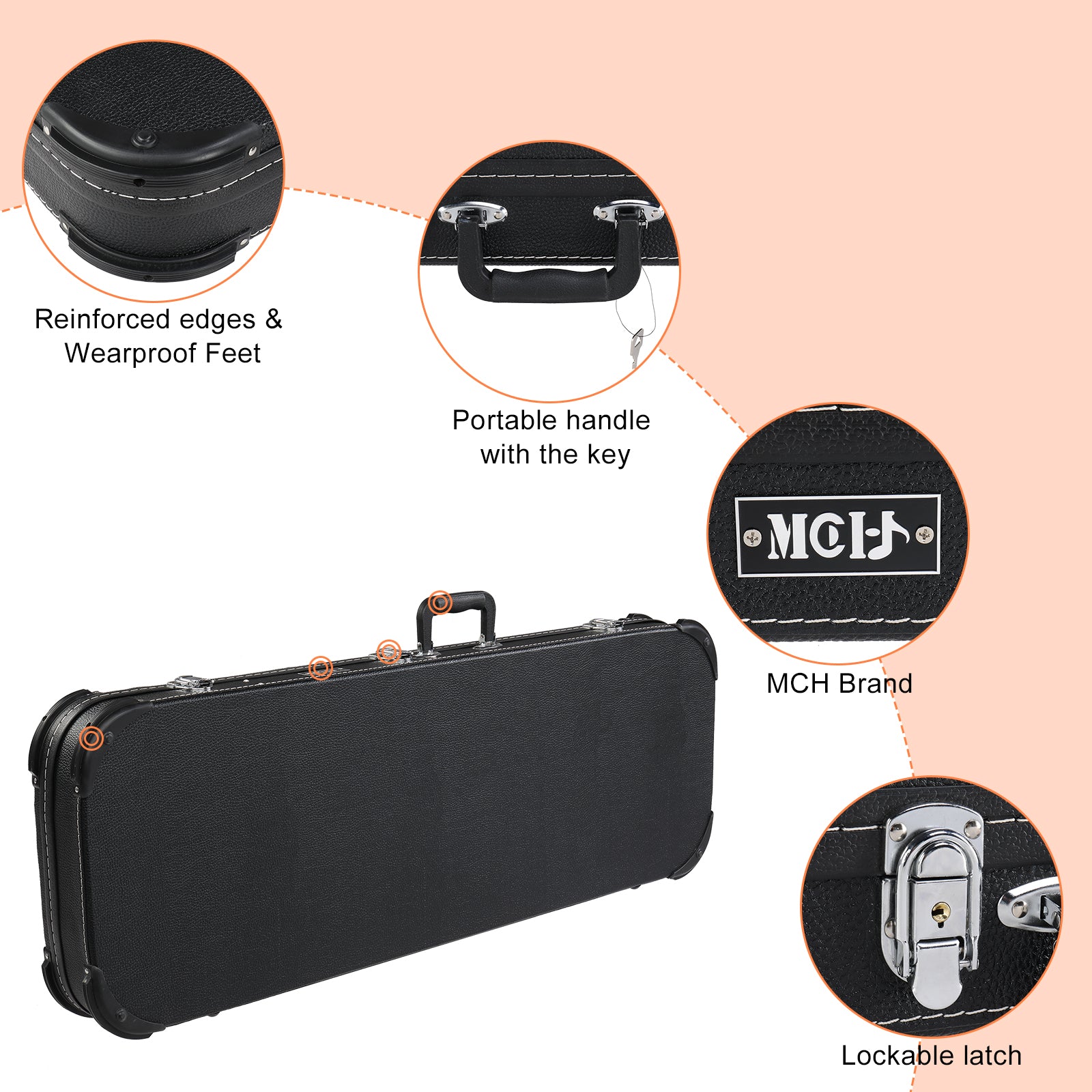 Szzzp Electric Guitar Square Hard Case with Protective Sleeve Fits ST TL Burning fire 170 Style Electric Guitar