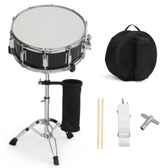 Szzzp 14 x 5.5in Snare Drum Set with Drumstick Holder, Snare Drum Bag, Strap, Mute Pad & Drum Stick for Beginner Student Black