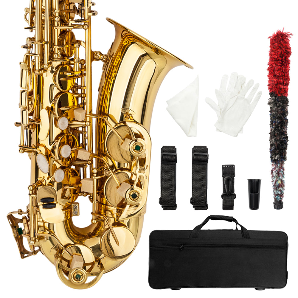Szzzp Stylish Mid-range Alto Drop E Lacquered Golden Saxophone Painted Golden Tube with Carve Patterns