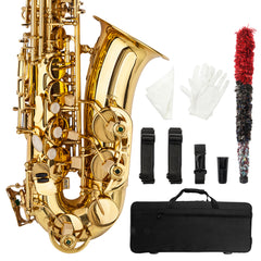 Szzzp Stylish Mid-range Alto Drop E Lacquered Golden Saxophone Painted Golden Tube with Carve Patterns