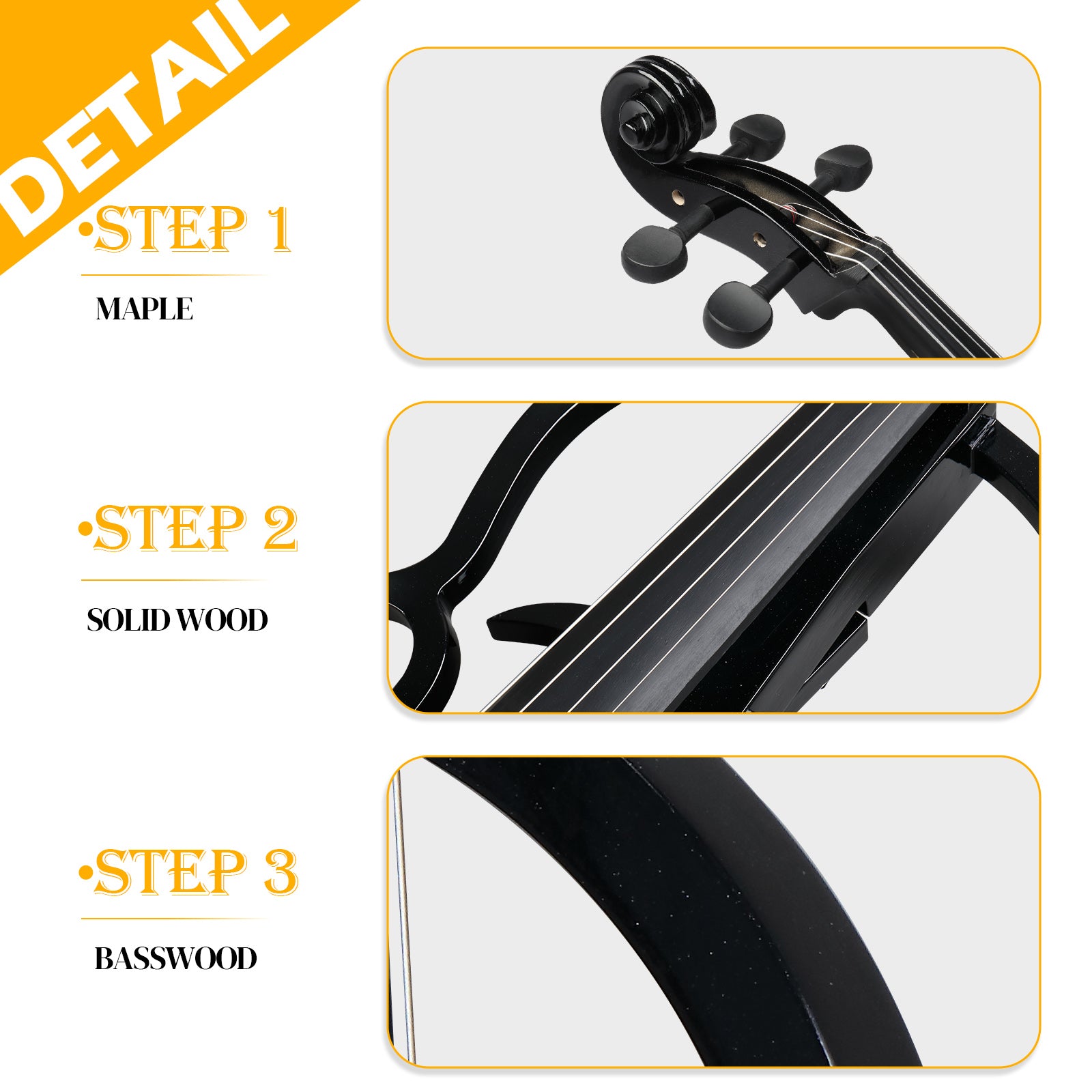 Szzzp Full Size 4/4 Electric Style Cello with Case Bow Rosin Earphone Connecting line