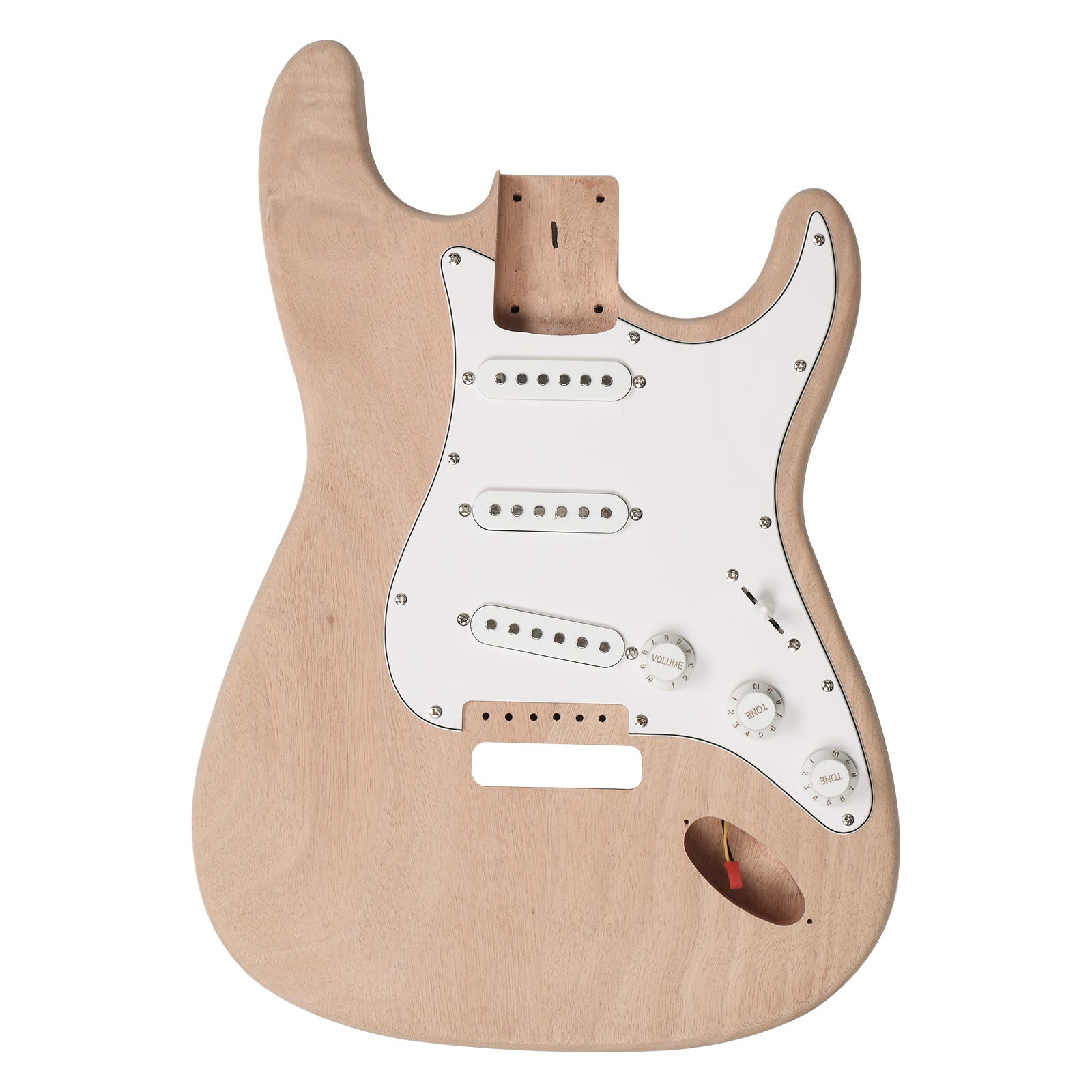 Szzzp DIY 6 String ST Style Electric Guitar Kits with Mahogany Body, Maple Neck and Accessories