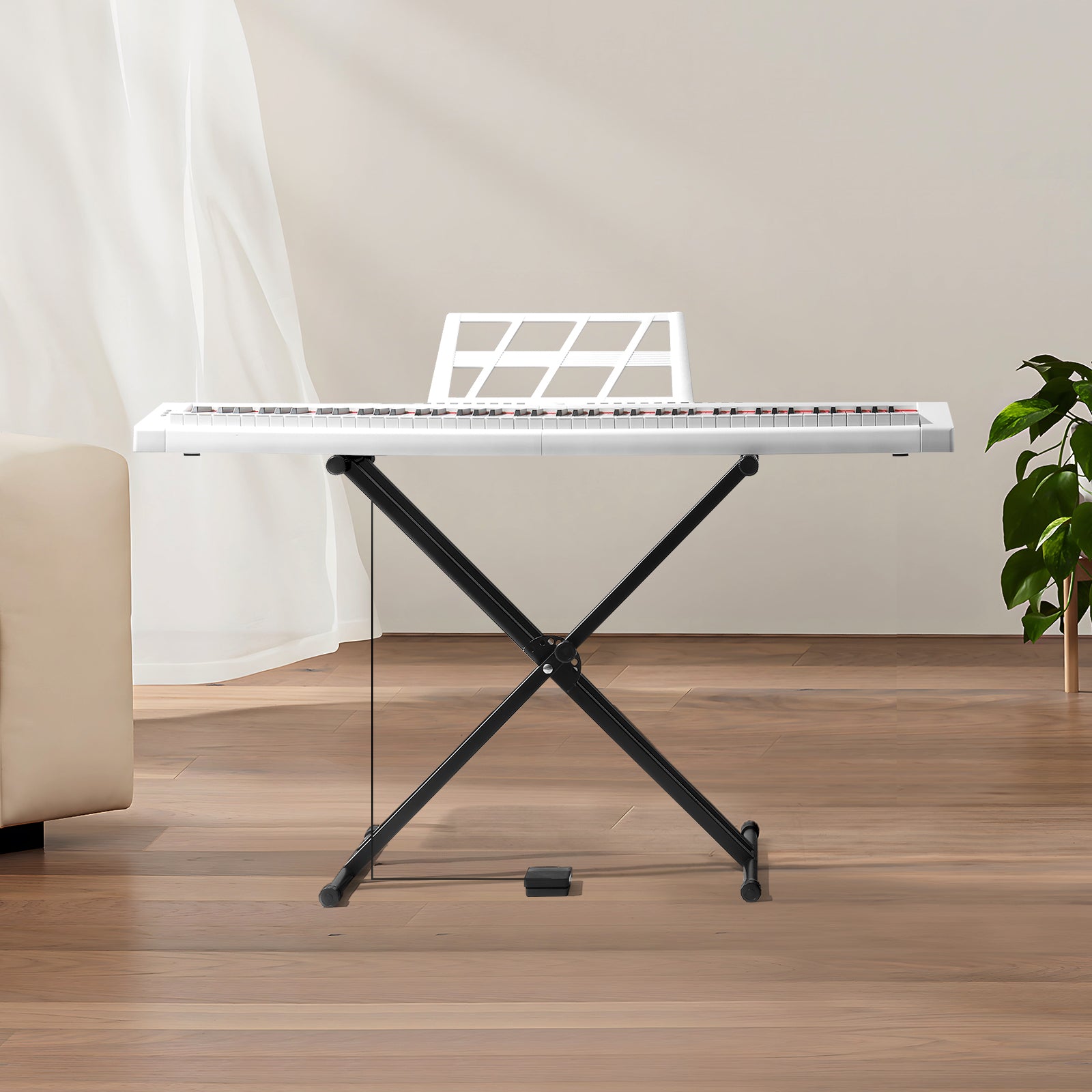 Szzzp GPP-105 88 Key Full Size Semi-Weighted Standard Keyboards Digital Piano with Dual-tube X-Shape Stand, MIDI Bluetooth, Headphone