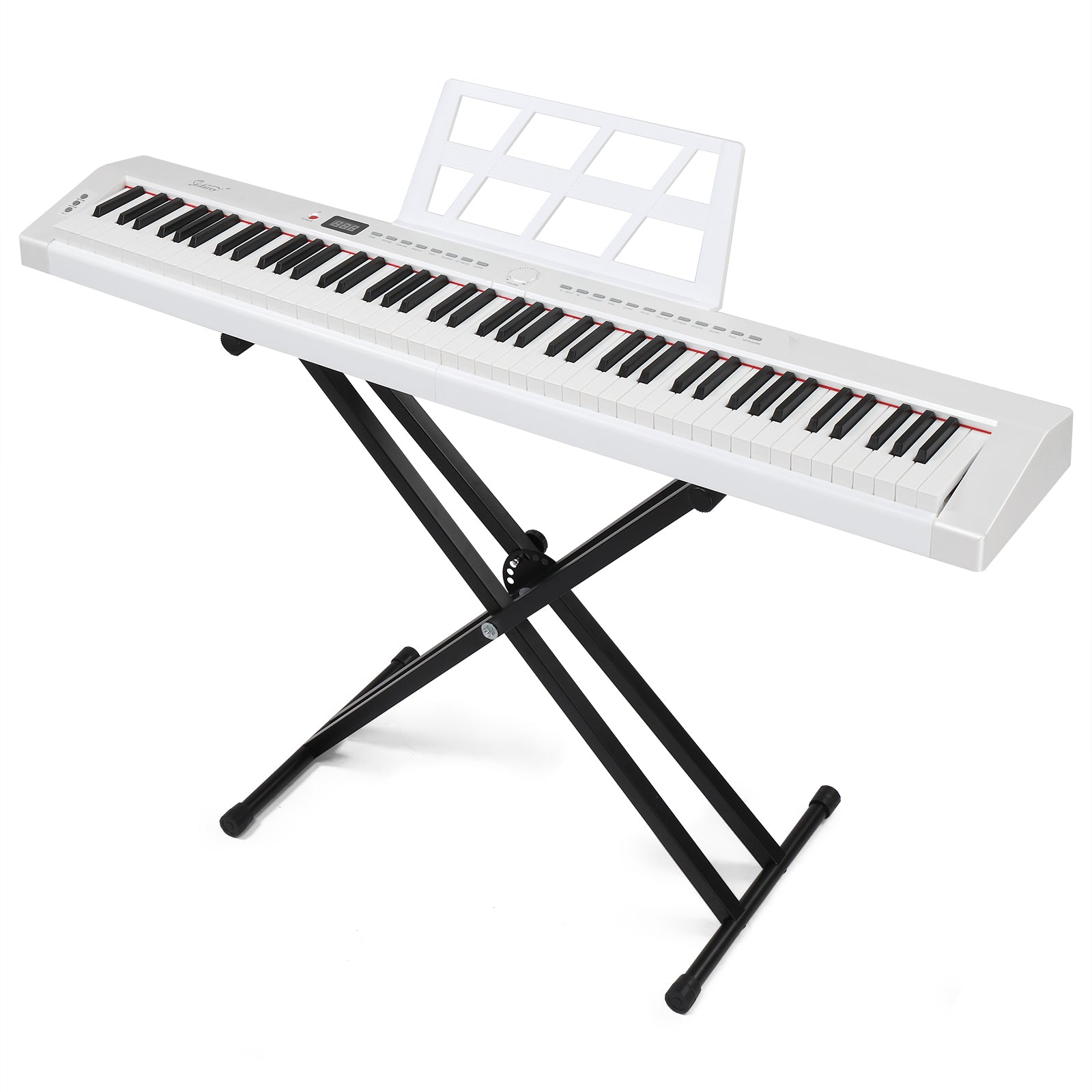 Szzzp GPP-105 88 Key Full Size Semi-Weighted Standard Keyboards Digital Piano with Dual-tube X-Shape Stand, MIDI Bluetooth, Headphone