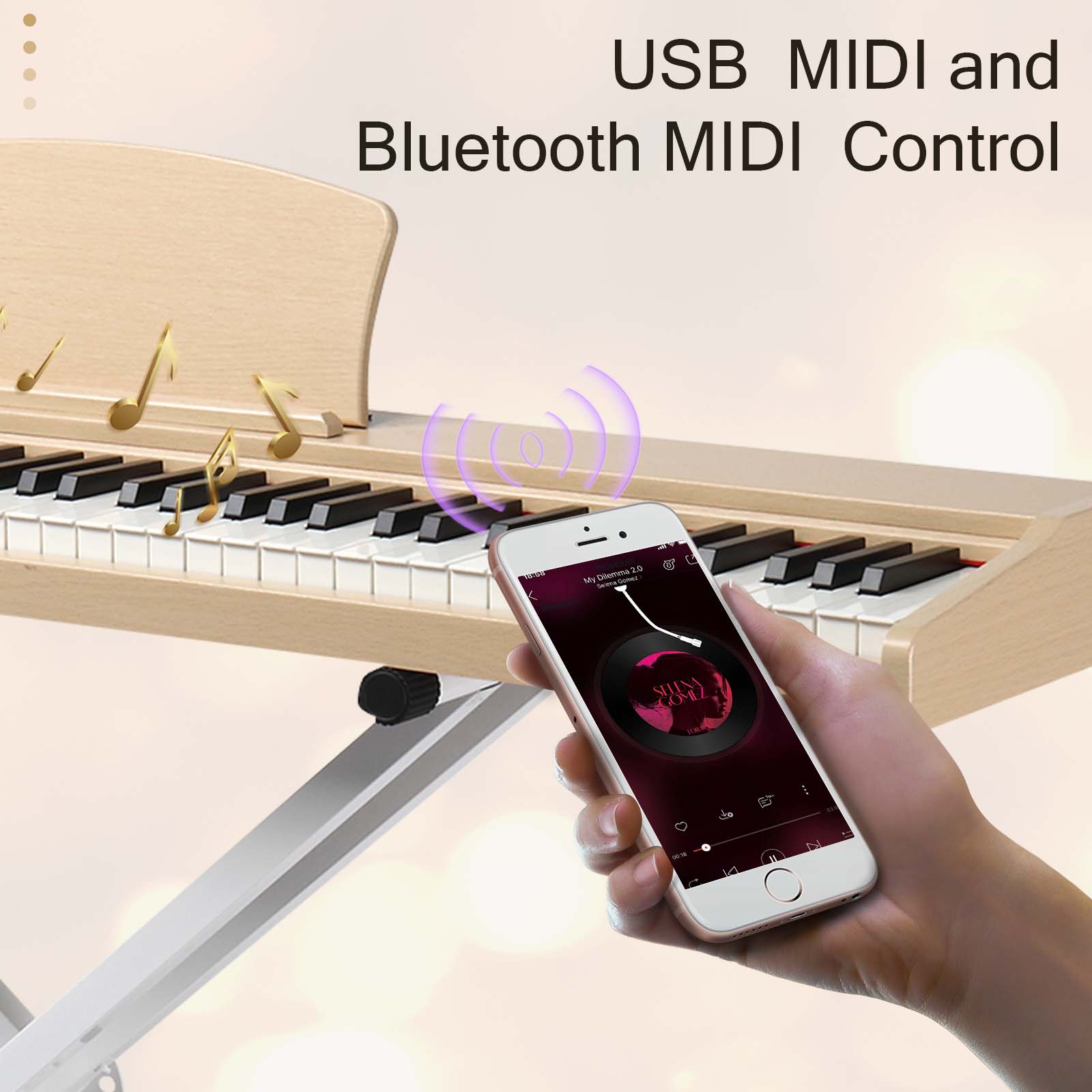 Szzzp 88 Key Full Size Semi-Weighted Standard Keyboards Wooden Digital Piano with MIDI Bluetooth, Triple Pedals，Headphone and other accessories