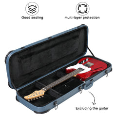 Szzzp Electric Guitar Square PU Hard Case with Protective Sleeve Fits ST TL Burning fire 170 Style Electric Guitar - Blue