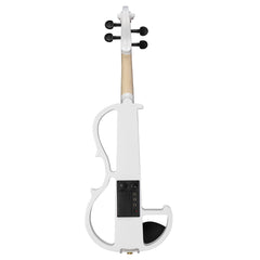 Szzzp Full Size 4/4 Bunnel Edge Electric Silent Violin with Case Bow Rosin Headphone Connecting Line - White