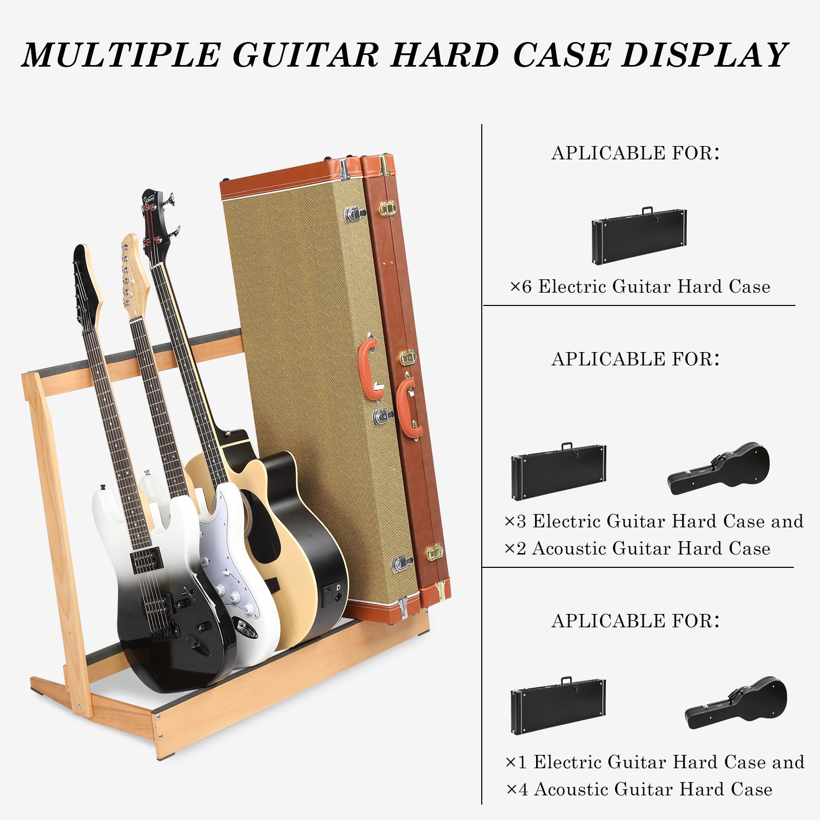 Szzzp Folding Hardwood Guitar Case Stand for Electric Guitar, Bass, or Acoustic Guitars Hard Case