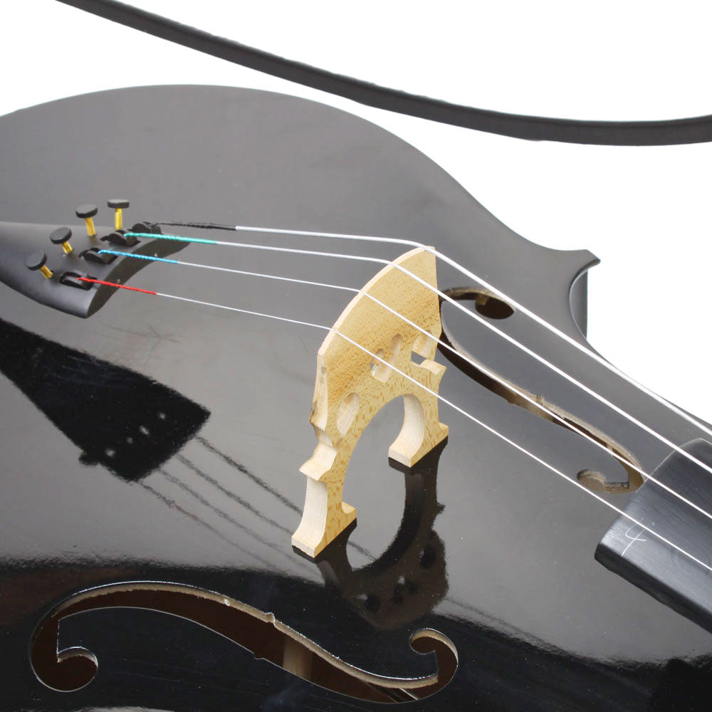 Szzzp 4/4 Wood Cello Bag Bow Rosin Bridge Black