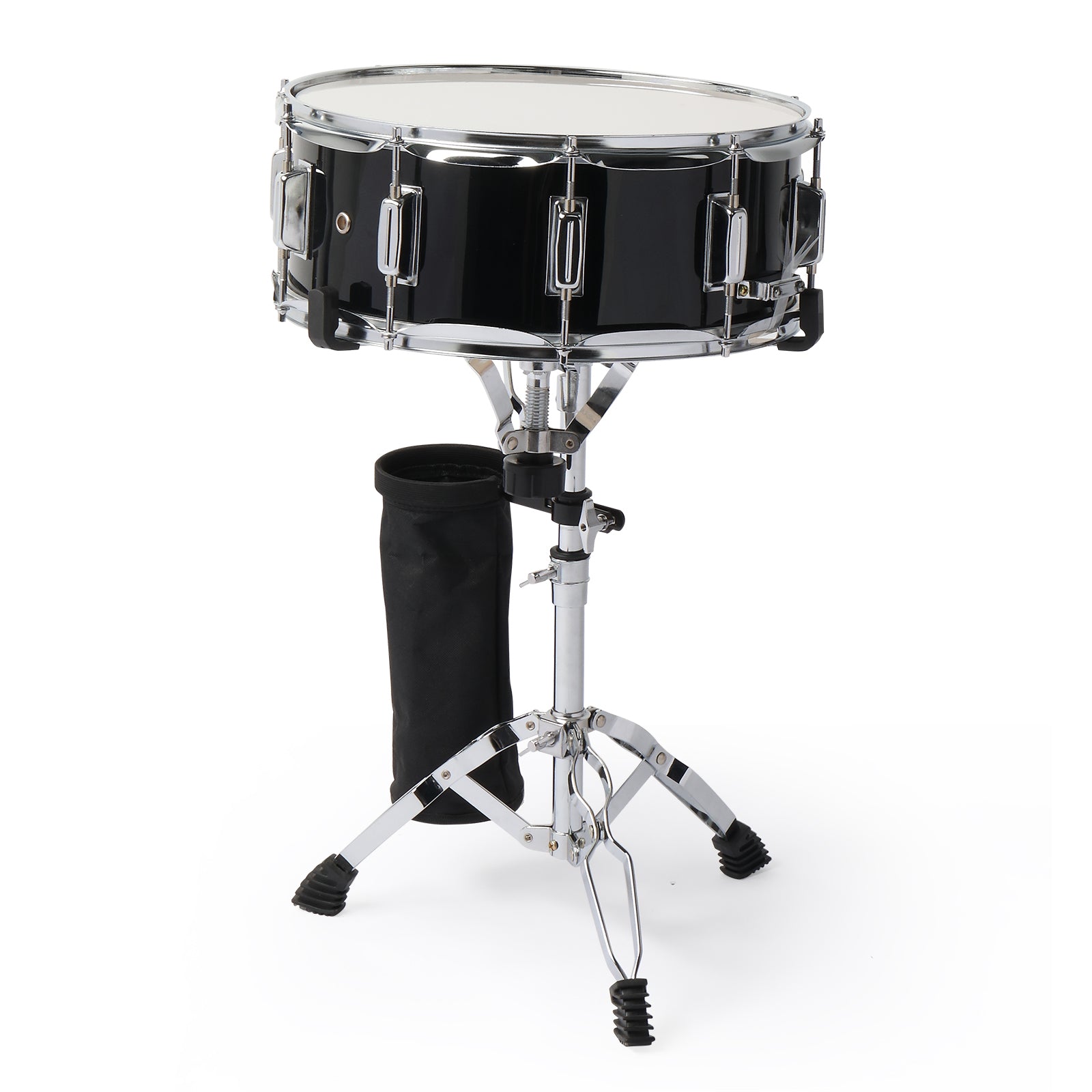 Szzzp 14 x 5.5in Snare Drum Set with Drumstick Holder, Snare Drum Bag, Strap, Mute Pad & Drum Stick for Beginner Student Black