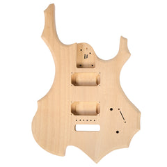 Szzzp DIY 6 String Flame Shaped Style Electric Guitar Kits with Mahogany Body, Maple Neck