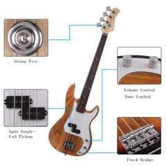Szzzp Exquisite Burning Fire Style Electric Bass Guitar - Burly Wood