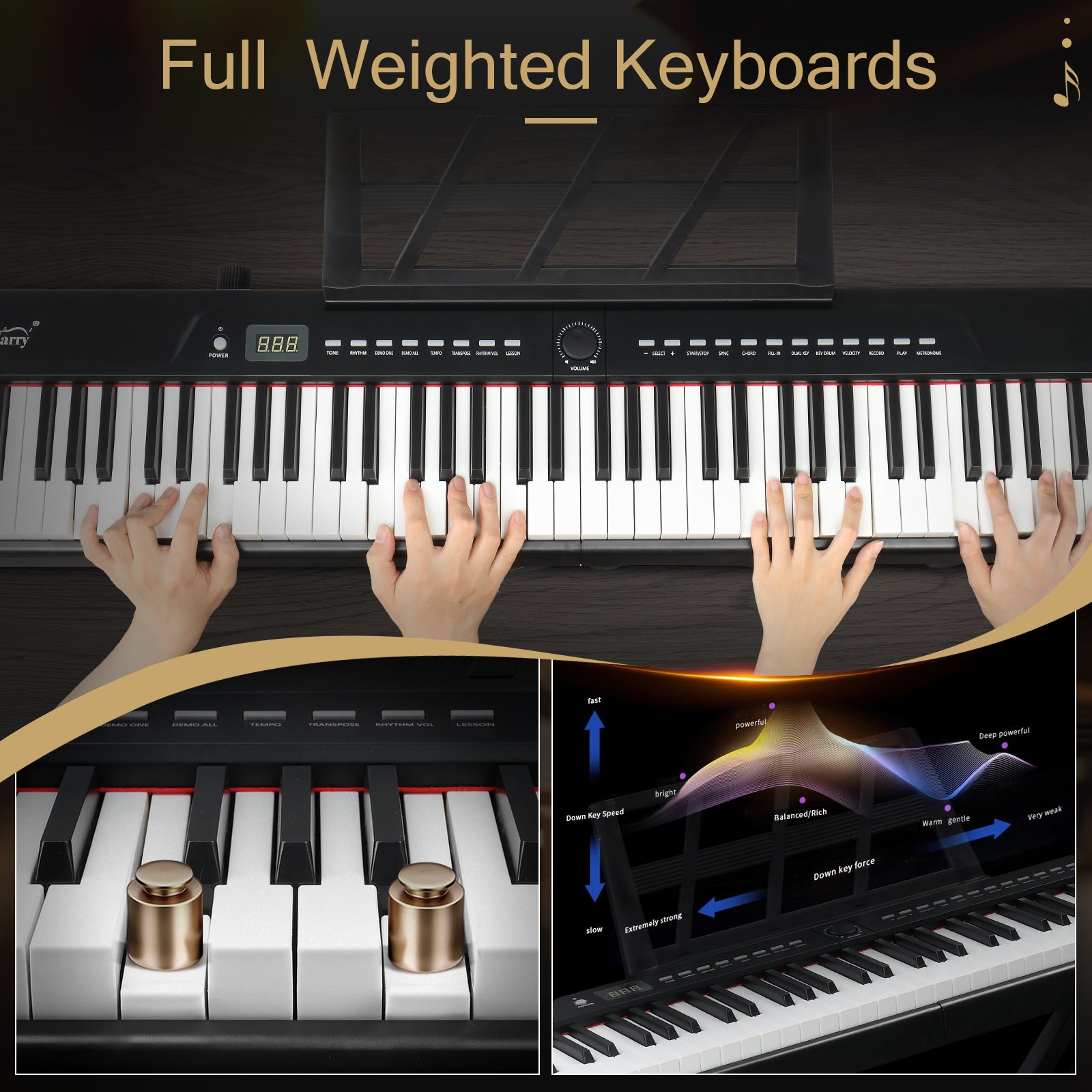 Szzzp GPP-105 88 Key Full Size Semi-Weighted Standard Keyboards Digital Piano with Dual-tube X-Shape Stand, MIDI Bluetooth, Headphone