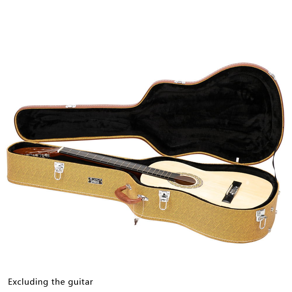 Szzzp 41" Folk Guitar Hardshell Carrying Case Fits Most Acoustic Guitars Microgroove Flat - Yellow