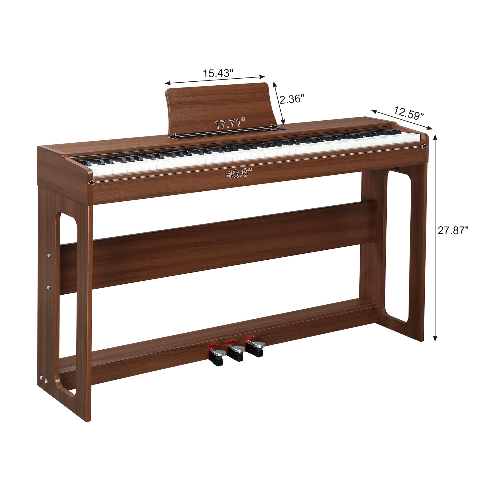 Szzzp 88 Keys Full Weighted Keyboards Digital Piano with Furniture Stand, Power Adapter, Triple Pedals, Headphone, for All Experience Levels Black Walnut