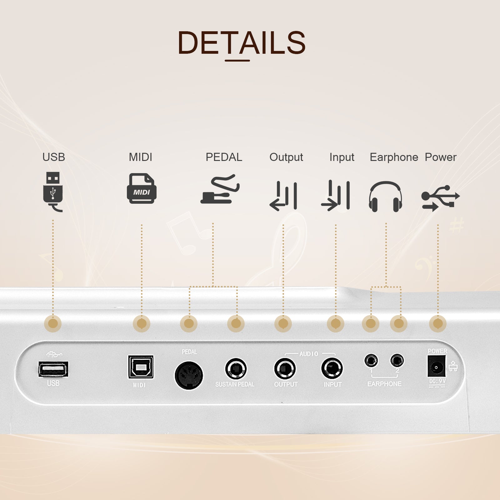 Szzzp GPP-105 88 Key Full Size Semi-Weighted Standard Keyboards Digital Piano with Dual-tube X-Shape Stand, MIDI Bluetooth, Headphone