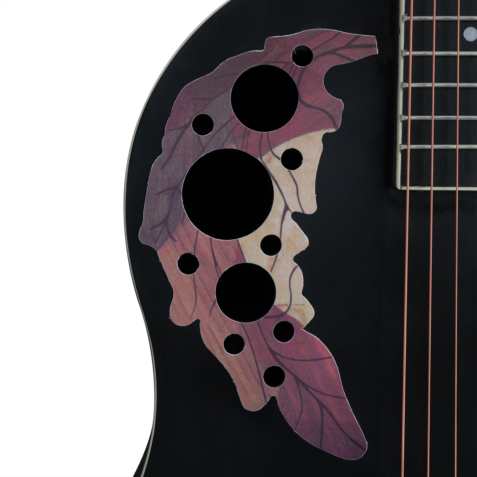 Szzzp 41 inch Cutawary Round Back Acoustic Guitar Spruce Top Grape Hole - Black