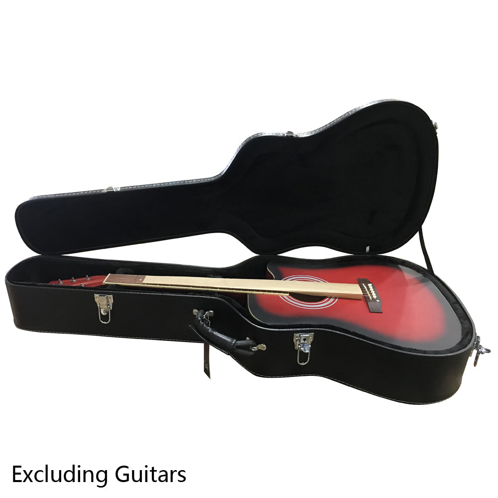 Szzzp 41" Folk Guitar Hardshell Carrying Case Fits Most Acoustic Guitars Microgroove Flat - Black