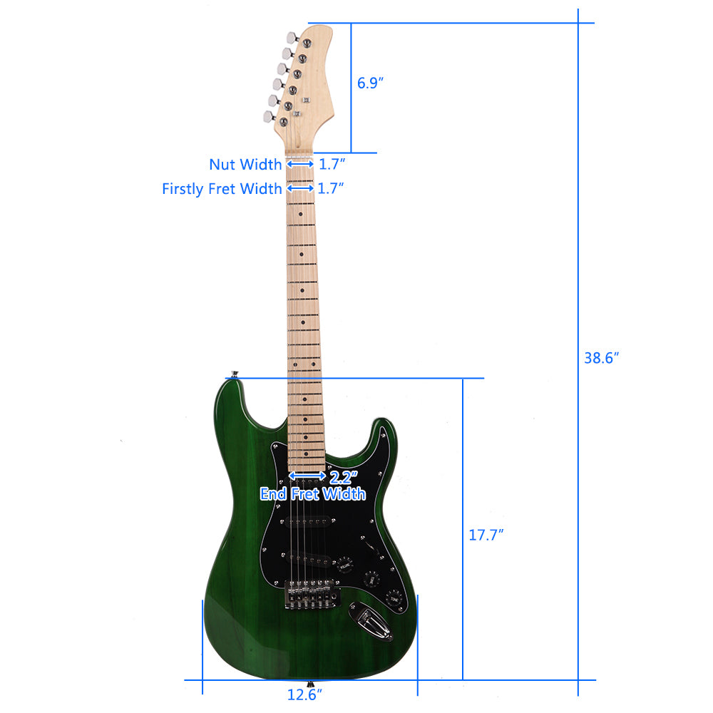 Szzzp ST Stylish Green Electric Guitar with Black Pickguard