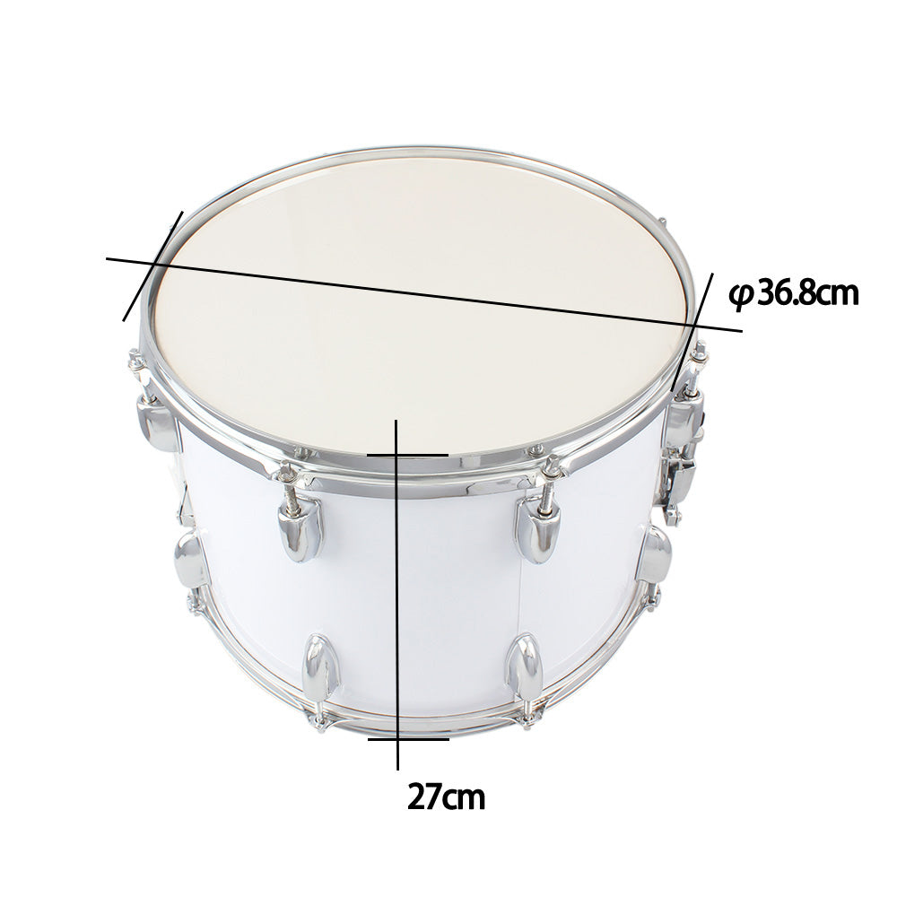 Szzzp 14 x10 inches Marching Drum Drumsticks Key Strap White