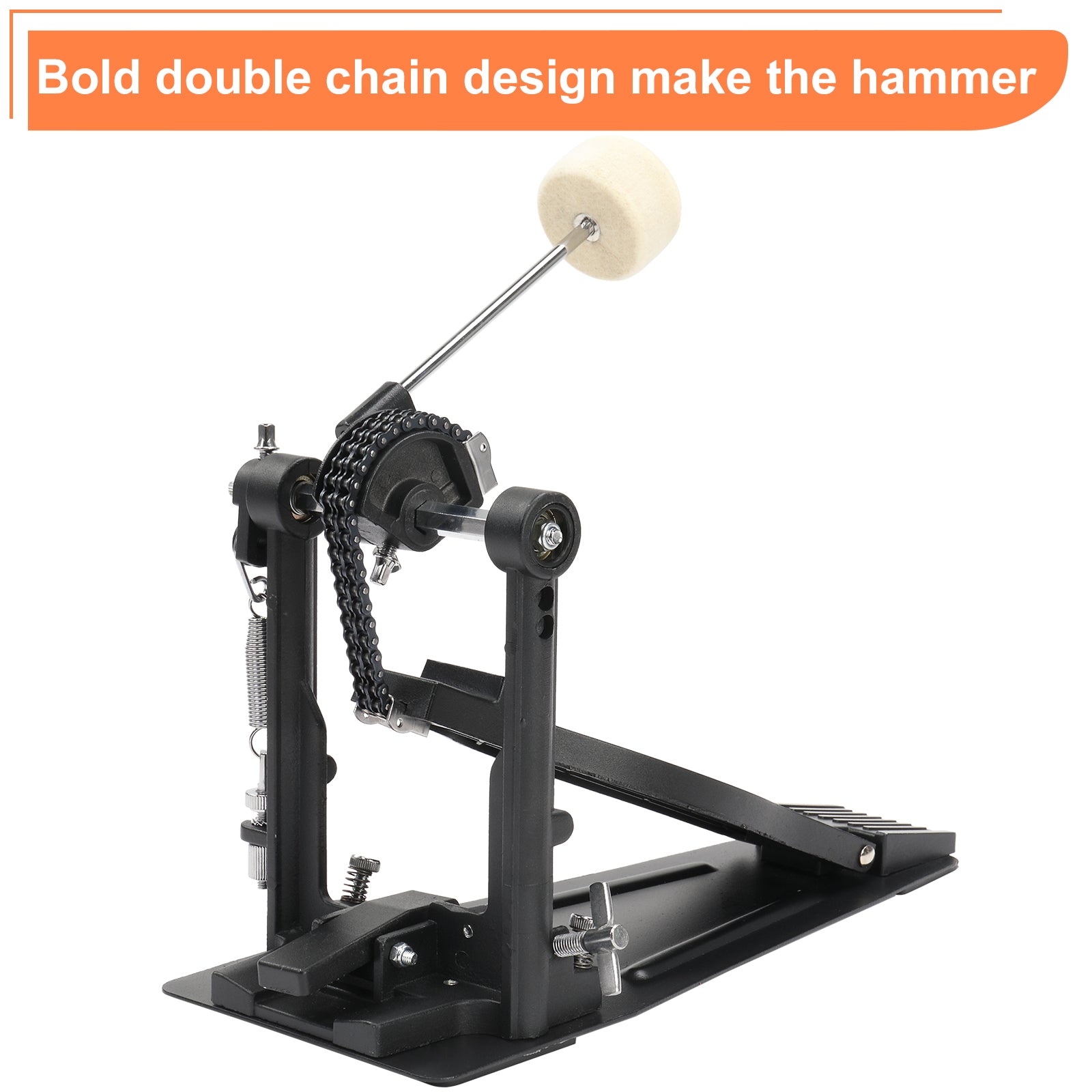 Szzzp Wool Felt Hammer Double Drum Pedal Professional Double Bass Drum Pedal Black