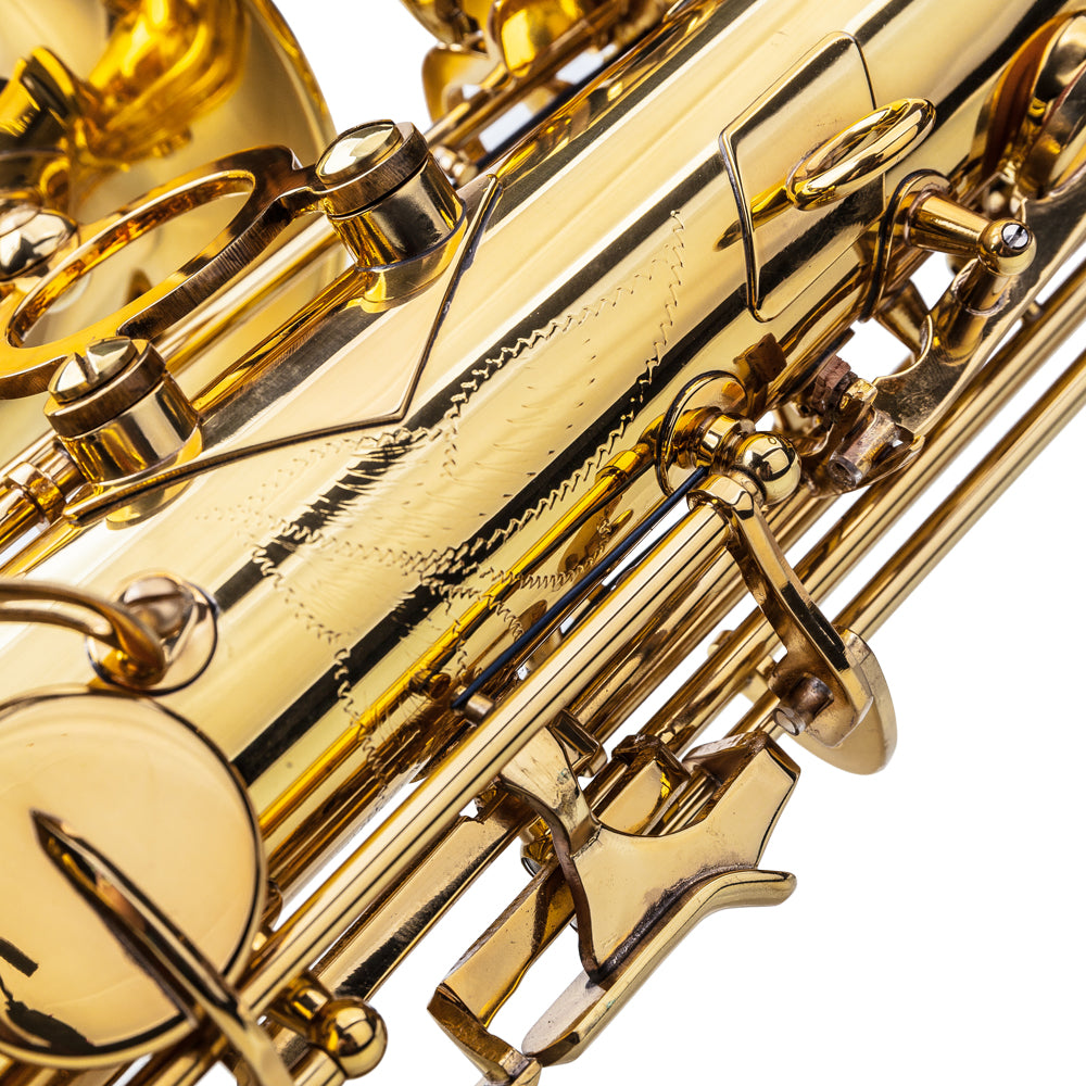 Szzzp Stylish Mid-range Alto Drop E Lacquered Golden Saxophone Painted Golden Tube with Carve Patterns