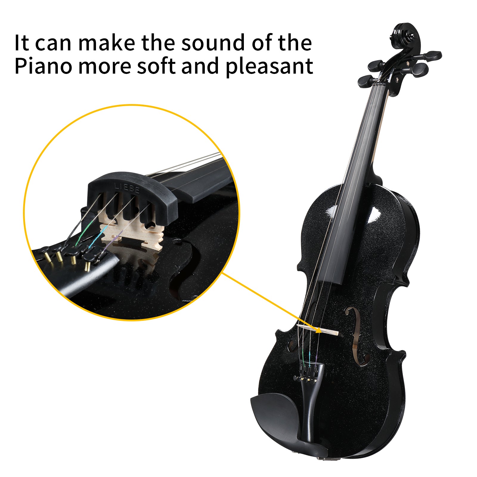 Szzzp Full Size 4/4 Violin Set for Adults Beginners Students with Hard Case,Violin Bow,Shoulder Rest,Rosin,Extra Strings and Sordine