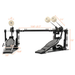 Szzzp Wool Felt Hammer Double Drum Pedal Professional Double Bass Drum Pedal Black