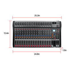 Szzzp Digital 16-Channel Mixer Sound Board Console Wireless Live Studio Audio Mixer Power Mixing USB (110V-220V)
