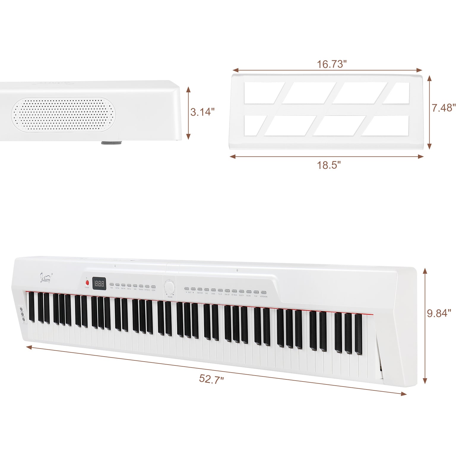 Szzzp GPP-105 88 Key Full Size Semi-Weighted Standard Keyboards Digital Piano with Dual-tube X-Shape Stand, MIDI Bluetooth, Headphone