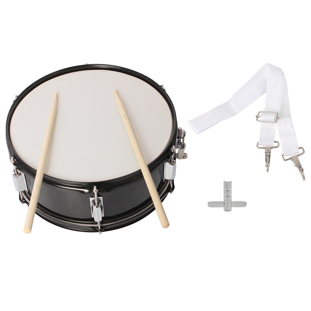 Szzzp 14 x 5.5 inches Professional Marching Snare Drum & Drum Stick & Strap & Wrench Kit Black