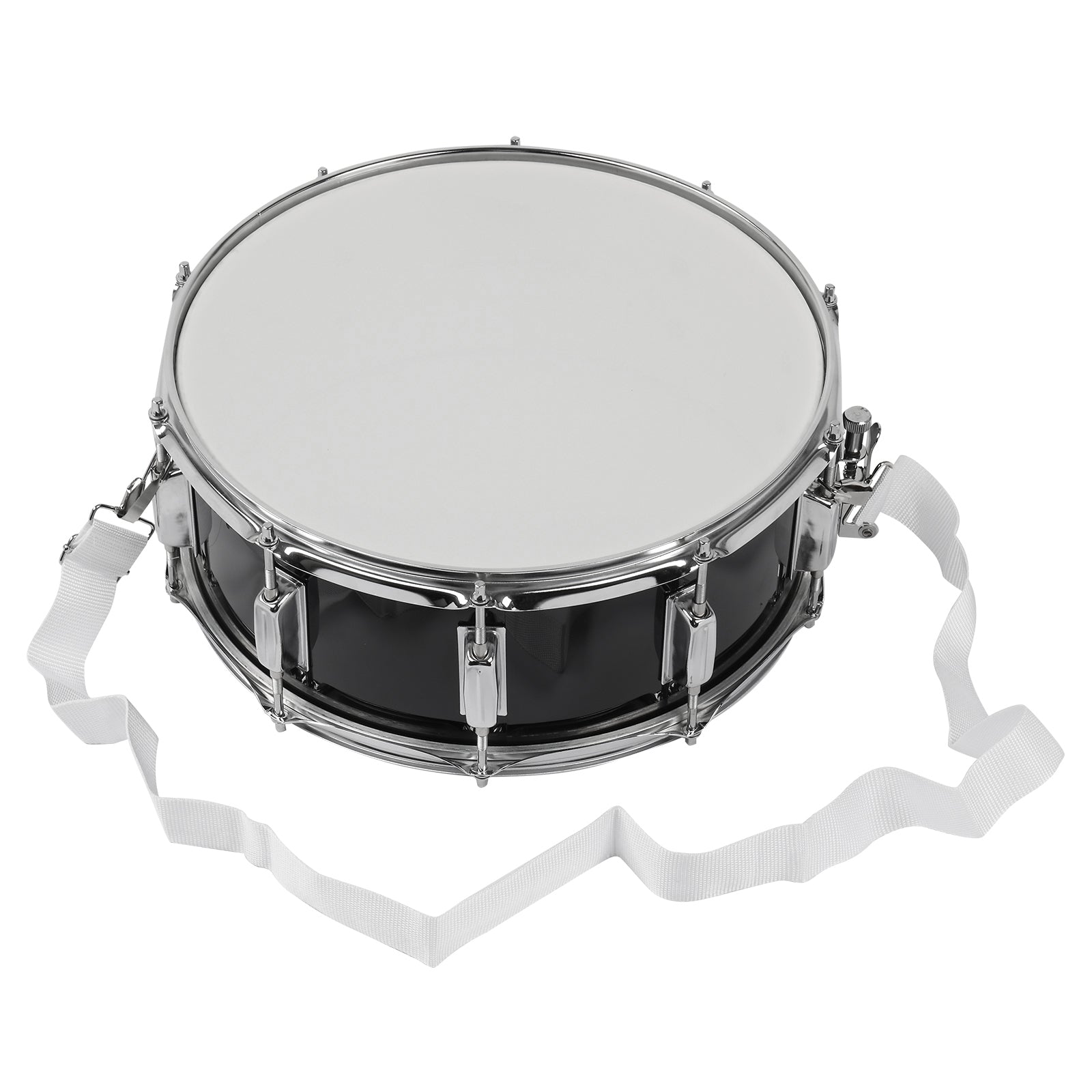 Szzzp 14 x 5.5in Snare Drum Set with Drumstick Holder, Snare Drum Bag, Strap, Mute Pad & Drum Stick for Beginner Student Black